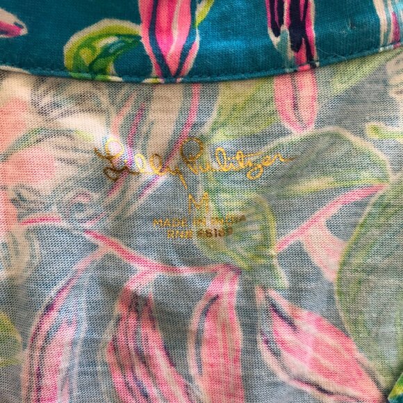 Lilly Pulitzer ALAINA Formentera Turquoise Keep On Beleafing Size M Blue Pink - Picture 8 of 14